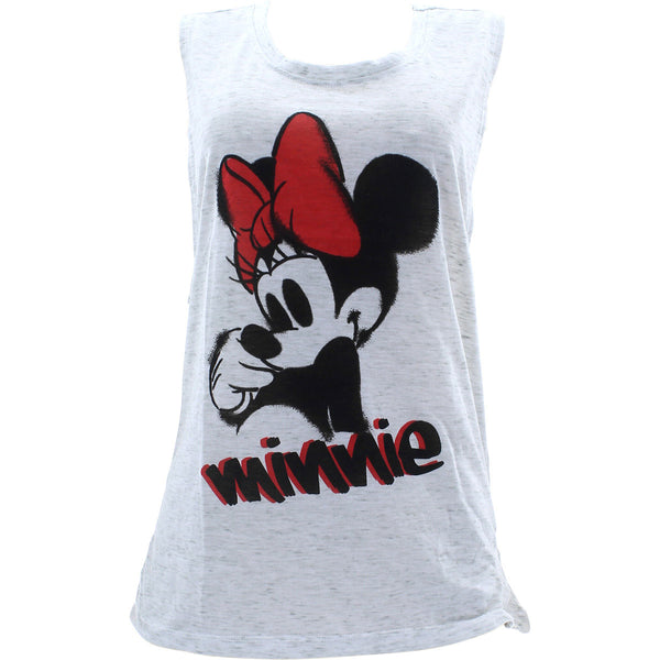 Disney - Women's Minnie Side Knot Muscle Tank Tops - White - V.I.M. - 1
