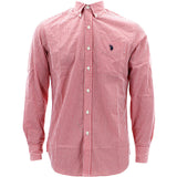 Us Polo Assn. - Men's Long Sleeve Mini Check Roll Up Shirts - Red/White - V.I.M.