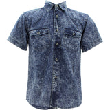 Hawk Bay - Men's Denim Short Sleeve Button Up Shirts - Dark Blue - V.I.M. - 1