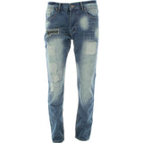 Denim Culture - Men's Ripped And Repair pants - Dark Blue - V.I.M. - 1