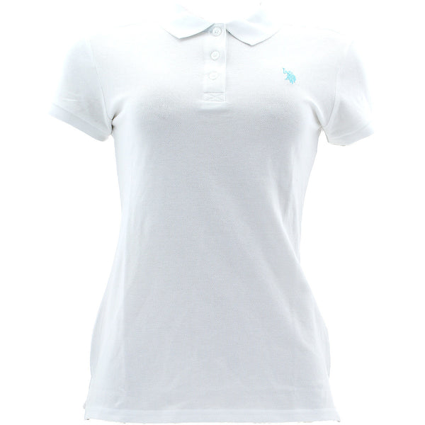 Us Polo Assn. - Women's Short Sleeve Solid Polo - White/Blue - V.I.M.