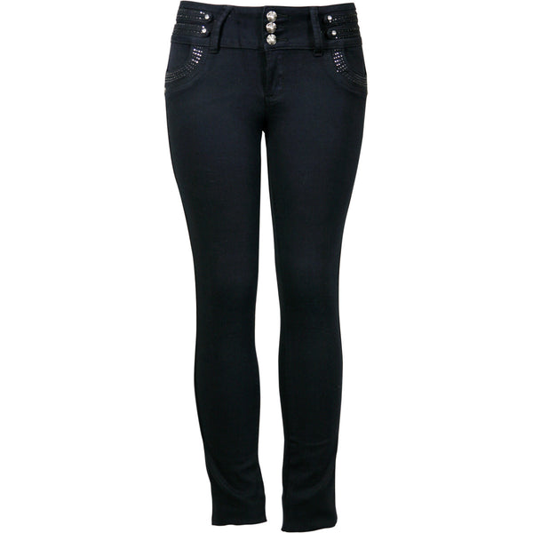 Tush Push - Women's Rhinestone 3Botton Tush Push - Black - V.I.M. - 1