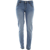 Azazel - Women's Basic 5 Pockets Stretch With Pu Jeans - Medium Indigo - V.I.M. - 1