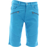 Imperious - Men's Biker Twill with Zippers Shorts - Aquamarine - V.I.M. - 1
