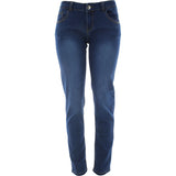 Azazel - Women's Basic 5 Pockets Stretch With Pu Jeans - Indigo - V.I.M. - 1