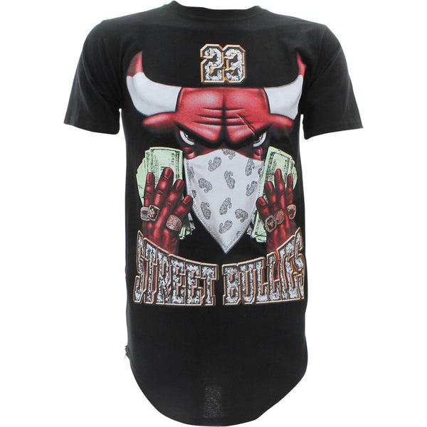 3Forty - Men's Street Bullies Scallop Bottom T-Shirts - Black  - V.I.M. - 1