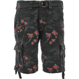 Brian Brothers - Men's Belted Camo Floral Cargo Shorts - Black - V.I.M. - 1