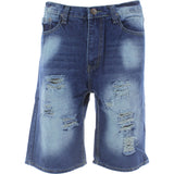 Ankor East - Men's Heavy Rips Denim Shorts - Steel Blue - V.I.M. - 1