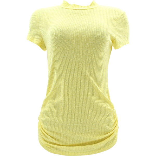 Paper Moon - Women's Rayon Turtle Neck Scallop Shirts - Yellow - V.I.M.