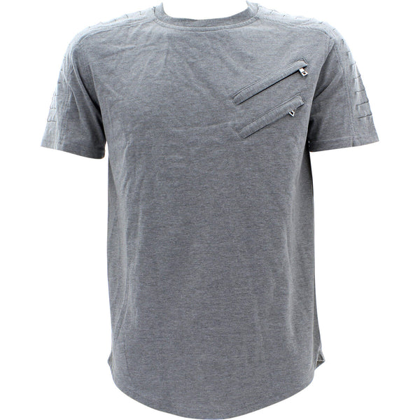 Azazel - Men's 2 Zip With Rips Shoulder T-Shirts - Light Grey - V.I.M. - 1