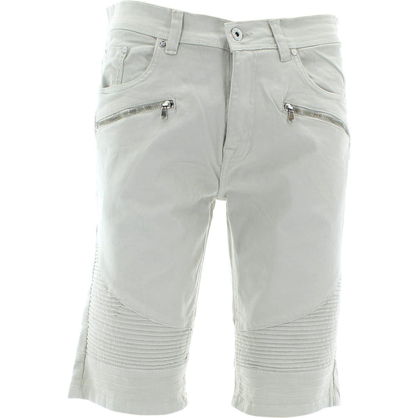 Imperious - Men's Biker Twill with Zippers Shorts - Stone - V.I.M. - 1