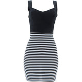 Fashion Magazine - Women's Striped Cup Dresses - Black/White - V.I.M. - 1