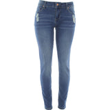 Bee Ceci - Women's Light Rips Near Front Pocket Skinny pants - Medium Blue - V.I.M. - 1