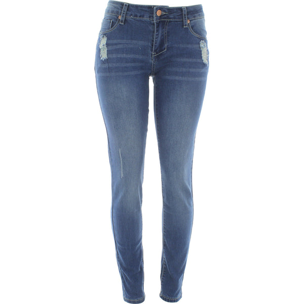 Bee Ceci - Women's Light Rips Near Front Pocket Skinny pants - Medium Blue - V.I.M. - 1