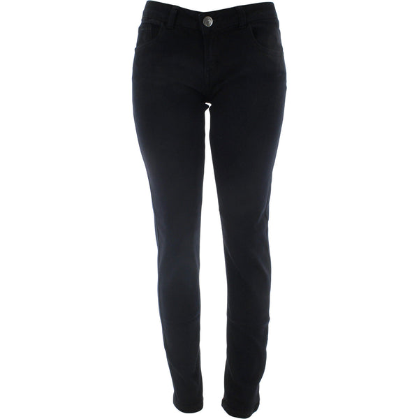 Azazel - Women's Basic 5 Pockets Stretch With Pu Tab Jeans - Black - V.I.M. - 1