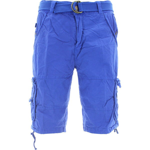 Denim Culture - Men's Garment Dye Cargo Belted Shorts - Royal - V.I.M. - 1