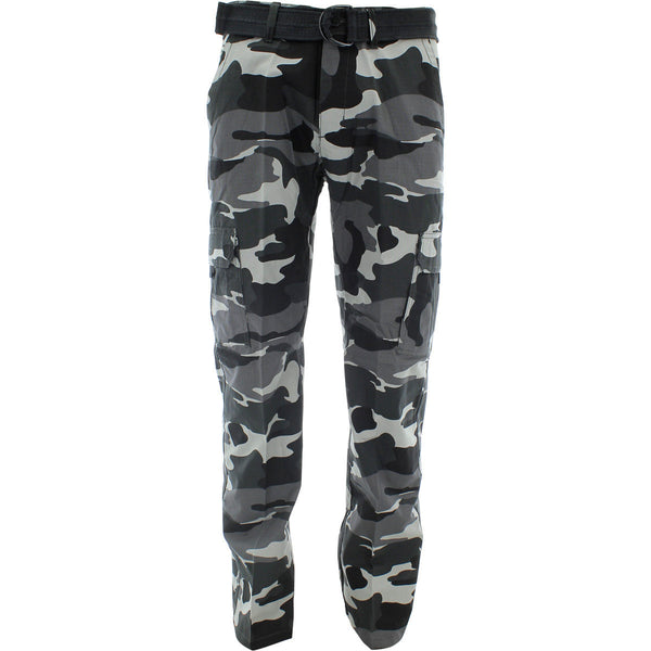Hawks Bay - Men's Belted Cargo Pants - Black/Camouflage - V.I.M. - 1