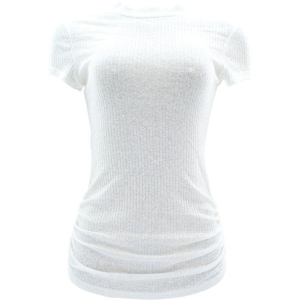 Paper Moon - Women's Rayon Turtle Neck Scallop Shirts - Ivory - V.I.M.