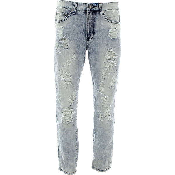 Bleecker Mercer - Men's Acid Wash Rips Heavy pants- Light Blue - V.I.M. - 1