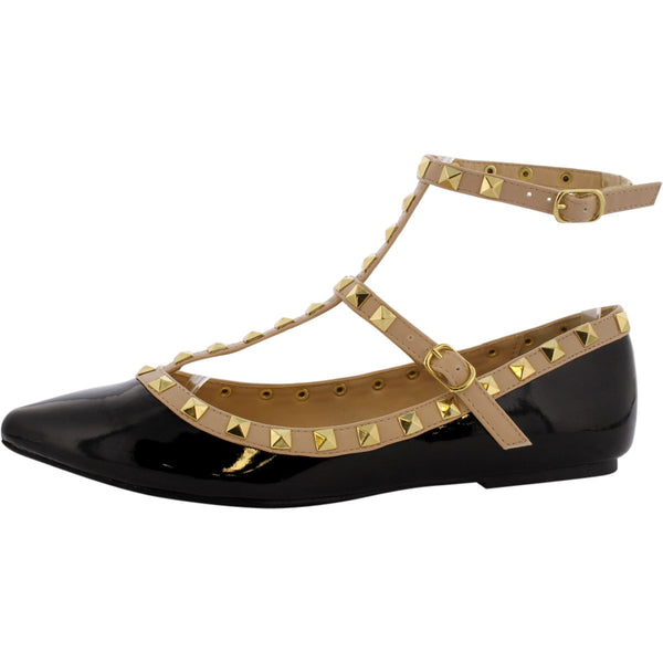 Wild Diva - Women's Pointy Studs Flats - Black - V.I.M. - 1