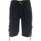 Denim Culture  - Men's  Garment Dye Cargo Belted Shorts - Black - V.I.M. - 1