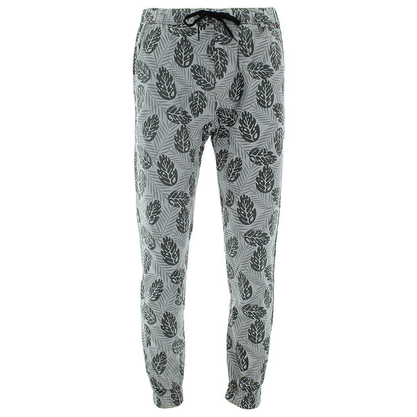 Kayden K - Men's Leaf Print Drop Joggers - White/Grey - V.I.M. - 1