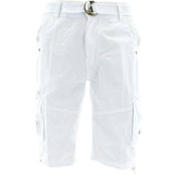 Denim Culture - Men's Garment Dye Cargo Belted Shorts - White - V.I.M. - 1