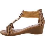 Italina By Summerrio - Women's Snake Print Glade Wedges - Carmel - V.I.M. - 1