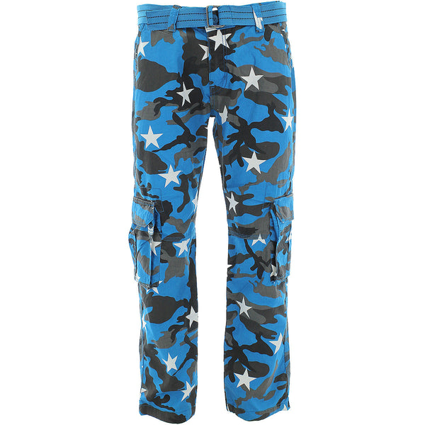 Focus - Men's Camo Belted Star Cargo Pants - Blue - V.I.M. - 1
