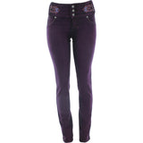 Tush Push - Women's 3 Button Patched And Rhinestone Rib pants - Burgundy - V.I.M. - 1