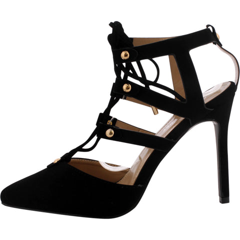 Forever - Women's Lace Up Pointy Heels - Black
