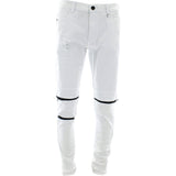 Kayden K - Men's 3 Zip Light Rips Front pants - White - V.I.M. - 1