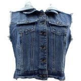 High Way - Women's Button Up Hoodie Vest - Dark Blue - V.I.M. - 1