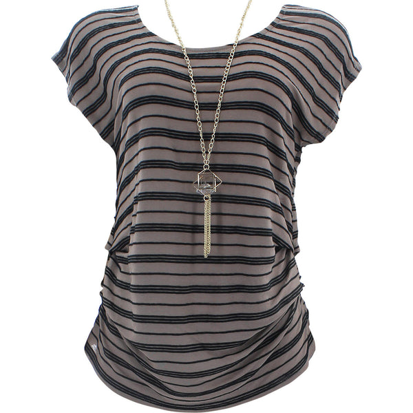 Paper Moon - Women's Striped With Diamond Chain Shirts - Black - V.I.M. - 1