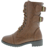 Lucky Top - Girl's 2 Buckle Ridding Boots - Tan - V.I.M. - 1