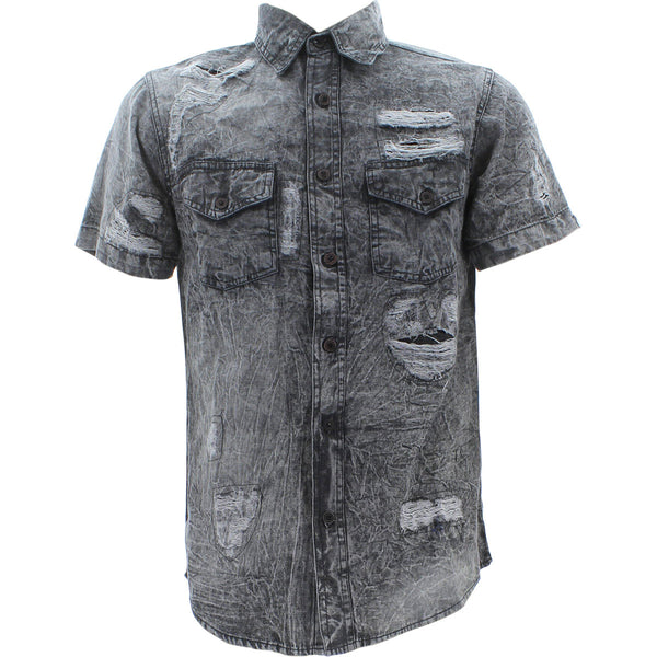 Imperious - Men's Denim With Rips Shirts - Black - V.I.M. - 1