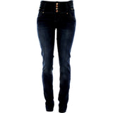 Risque - Women's 4 Button Stripes Loops Push Up pants - Dark Blue - V.I.M. - 1