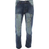 Denim Culture - Men's Ripped And Repair pants - Dusty Blue - V.I.M. - 1
