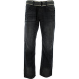 Fusai - Men's Belted PU Embroidery Pocket pants - Black - V.I.M. - 1