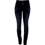 Risque - Women's 3 Bttn Rhinestone Diamond Pocket pants - Medium Blue - V.I.M. - 1