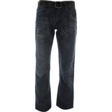 Azazel - Men's Back Pocket Emboridery Jeans - Blue/Black - V.I.M. - 1