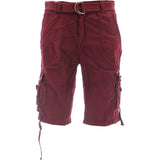 Denim Culture - Men's  Garment Dye Cargo Belted Shorts - Burgundy - V.I.M. - 1