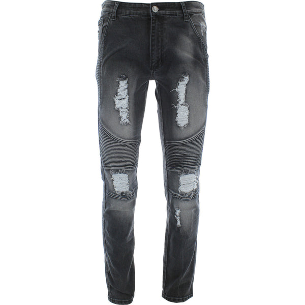 Seven Souls Select - Men's Ripped Motton Denim pants - Black - V.I.M. - 1