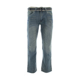 Fusai - Men's Emboridery Pocket Belted Jeans - Light Blue - V.I.M. - 1