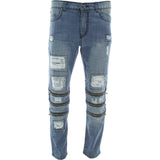 Focus - Men's Zip Knee Destroyed pants - Light Blue - V.I.M. - 1