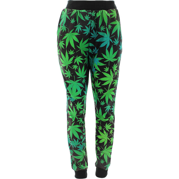 Kayden K - Women's Weed Print Joggers - Black/Green - V.I.M. - 2