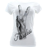 Miss Popular - Women's Flawless Peace Sign T-Shirts - White/Black - V.I.M. - 1