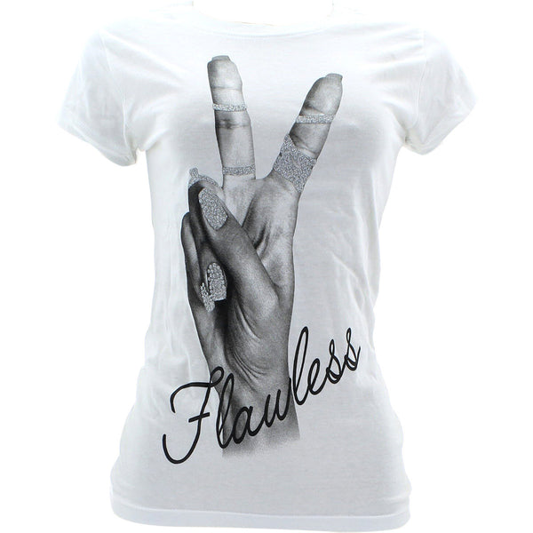 Miss Popular - Women's Flawless Peace Sign T-Shirts - White/Black - V.I.M. - 1