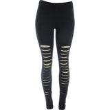 Many Many - Women's Lazer Front Rips Leggings - Black - V.I.M. - 1