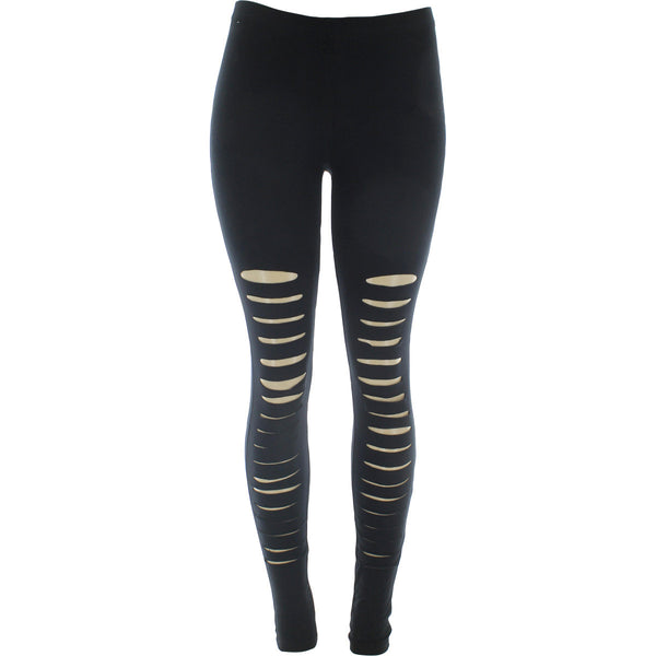 Many Many - Women's Lazer Front Rips Leggings - Black - V.I.M. - 1